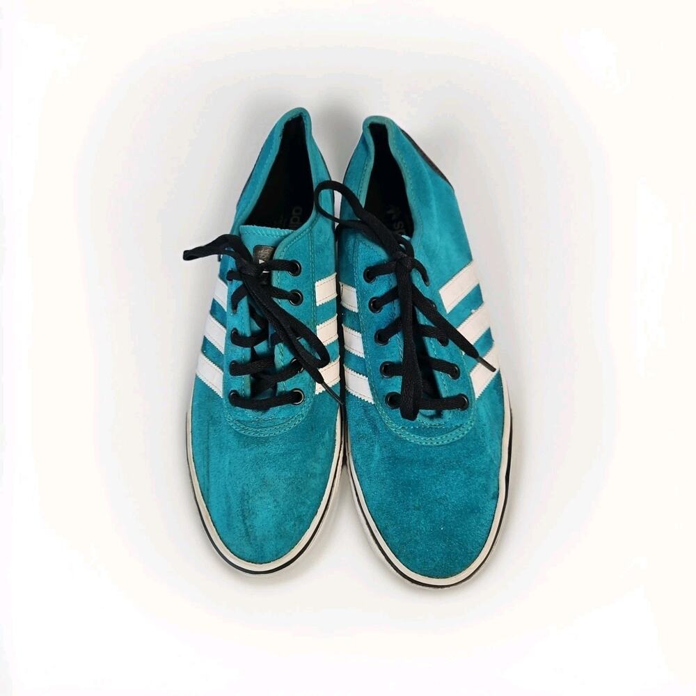 Adidas Eldridge Sneakers Mens US 11 Teal White Suede Skate Casual Low Top G56346